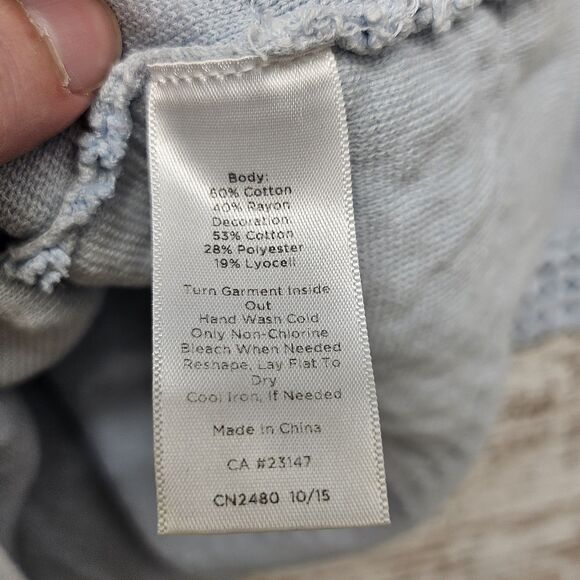 Talbots Crotchet Sweater Size S Eyelet Knit Overlay 3/4 Sleeve Dusty Blue - Picture 6 of 9